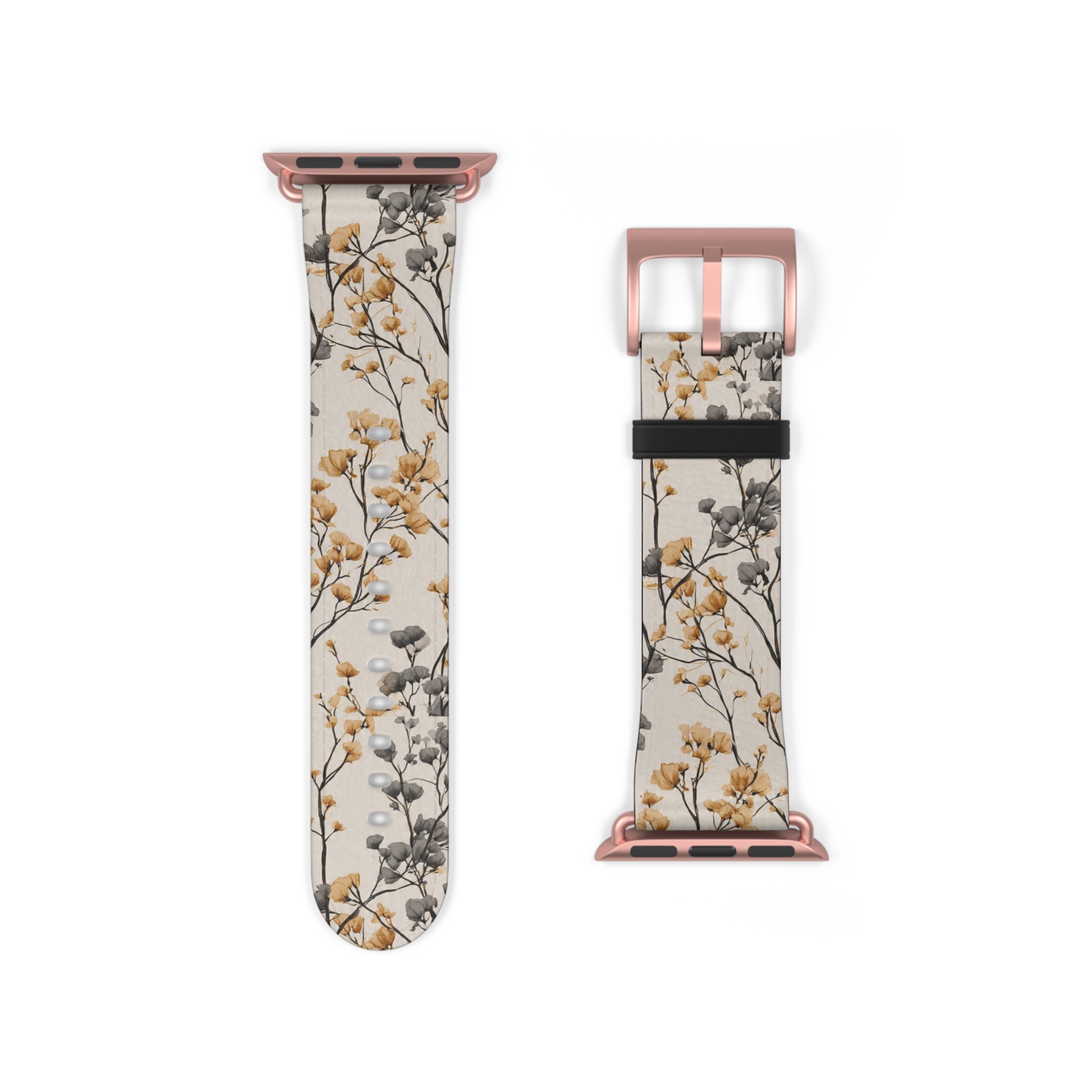 Floral Botanical Watch Band — Beige & Grey Dried Flower Apple Watch Strap