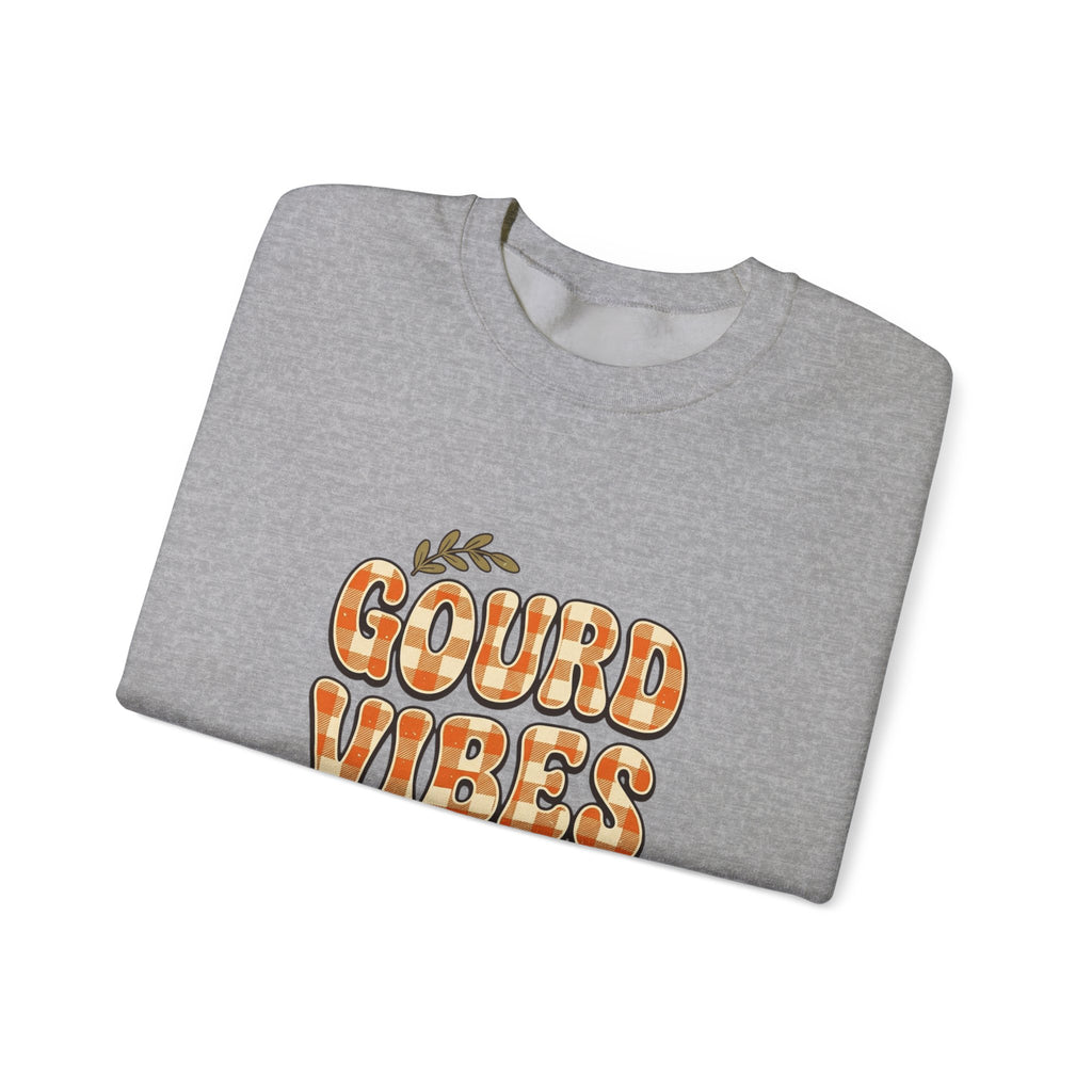 Gourd Vibes Only Sweatshirt | Pumpkin Season, Fall Plaid Lettering