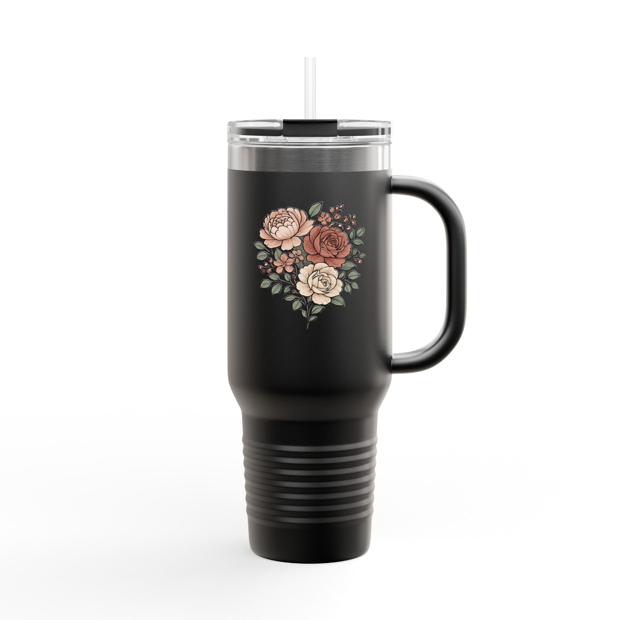 Floral Insulated Travel Mug - 40oz Reusable Drinkware for Coffee Lovers