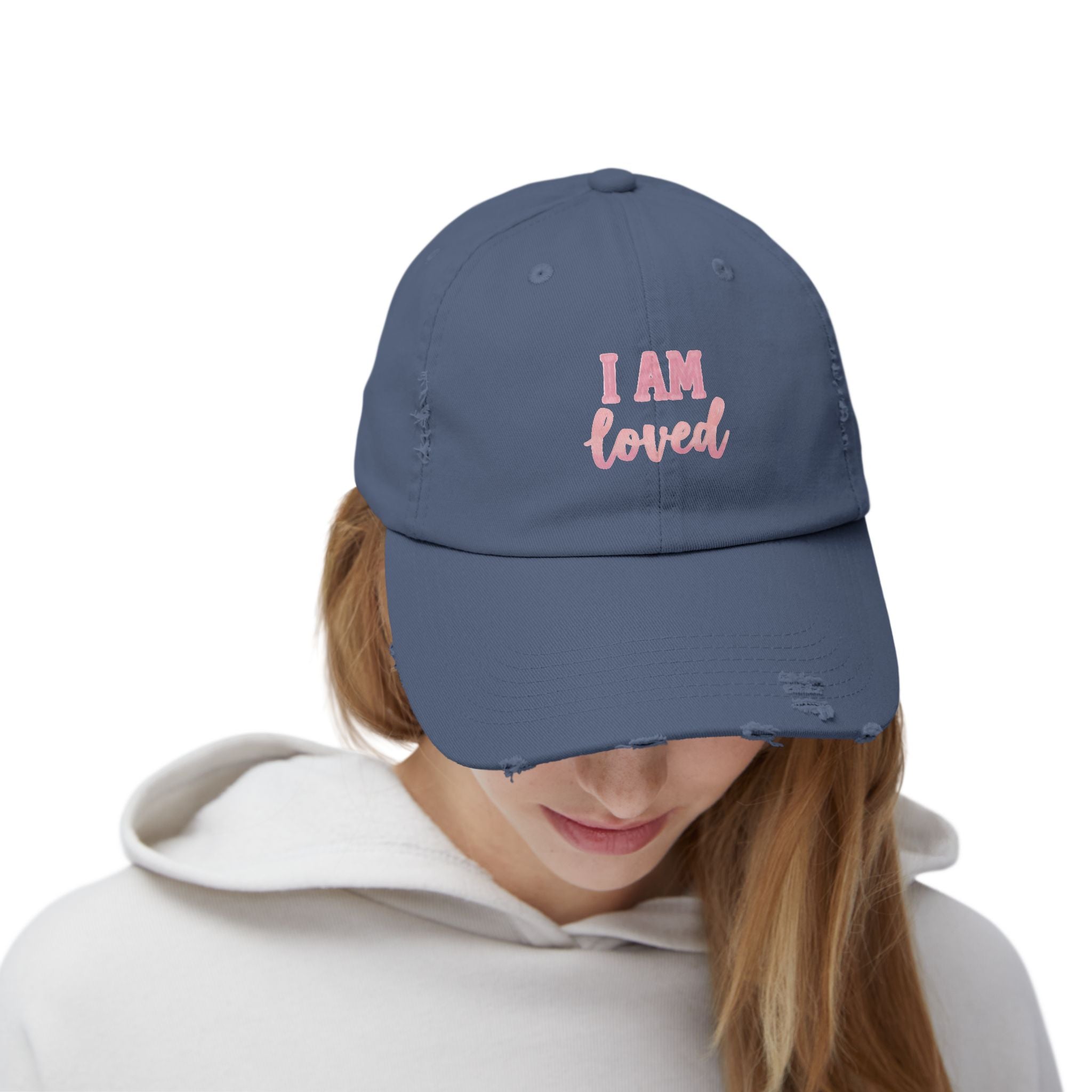 I AM LOVED Distressed Cap — Women's Inspirational Dad Hat