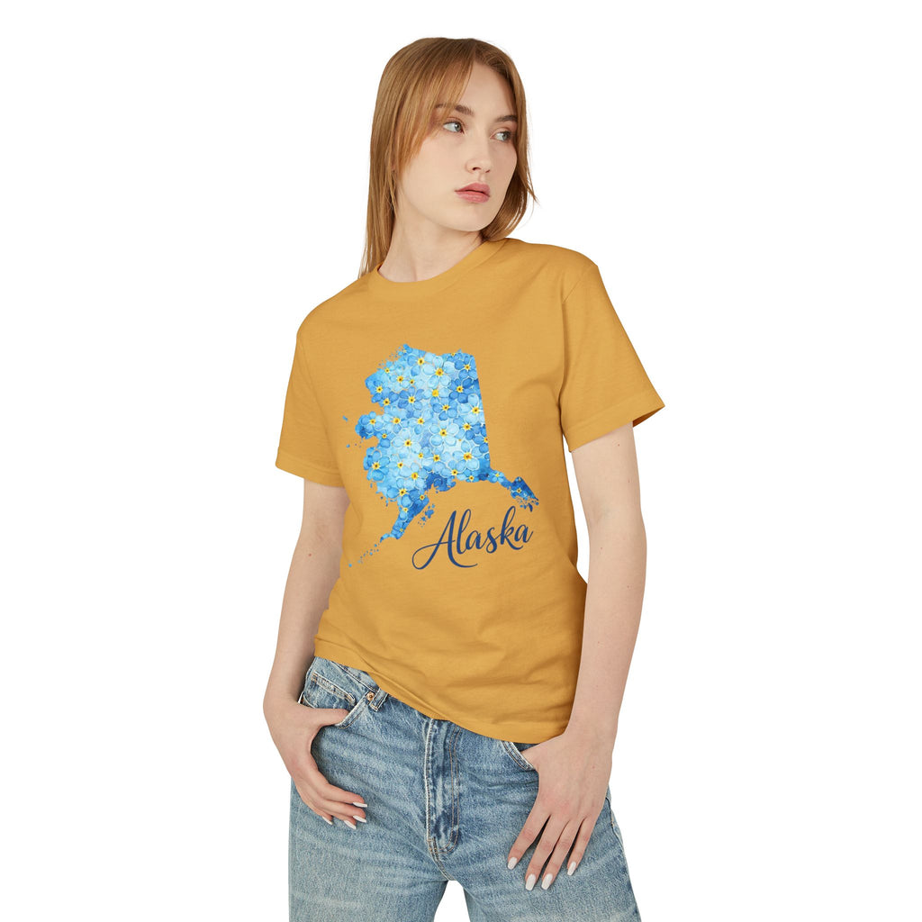 Alaska Forget-Me-Not Tee — Floral State Pride Cotton T-Shirt