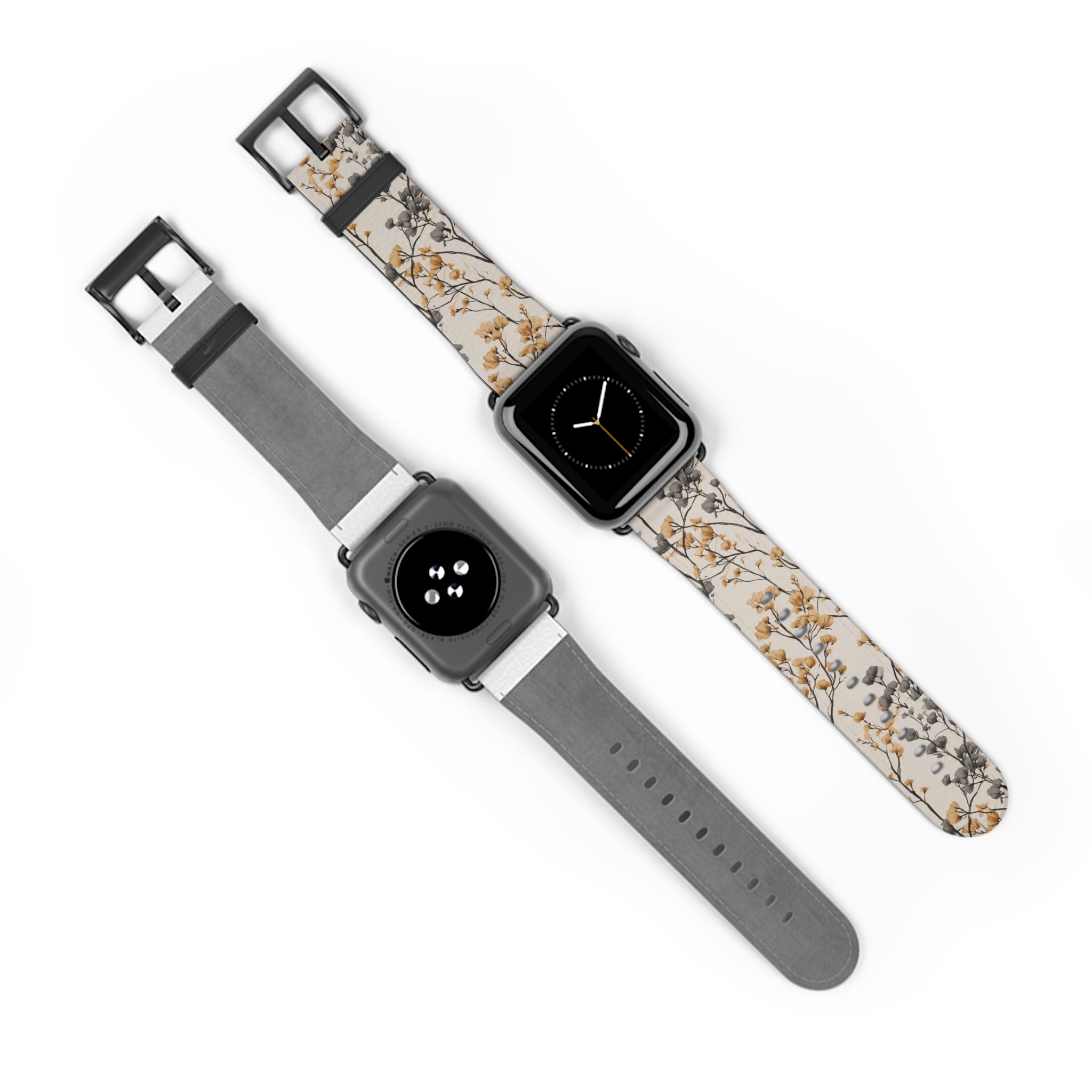 Floral Botanical Watch Band — Beige & Grey Dried Flower Apple Watch Strap