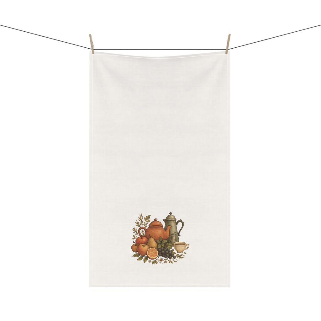 Kitchen Towel Coffee Pot and Earthy Tones Herbs Tea Towel