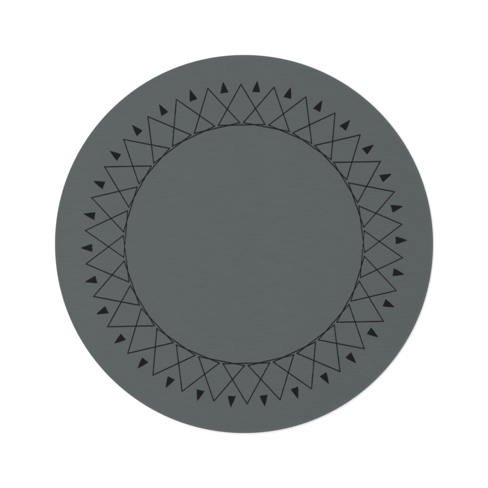 Gray Mandala Round Rug — Geometric Boho Floor Mat