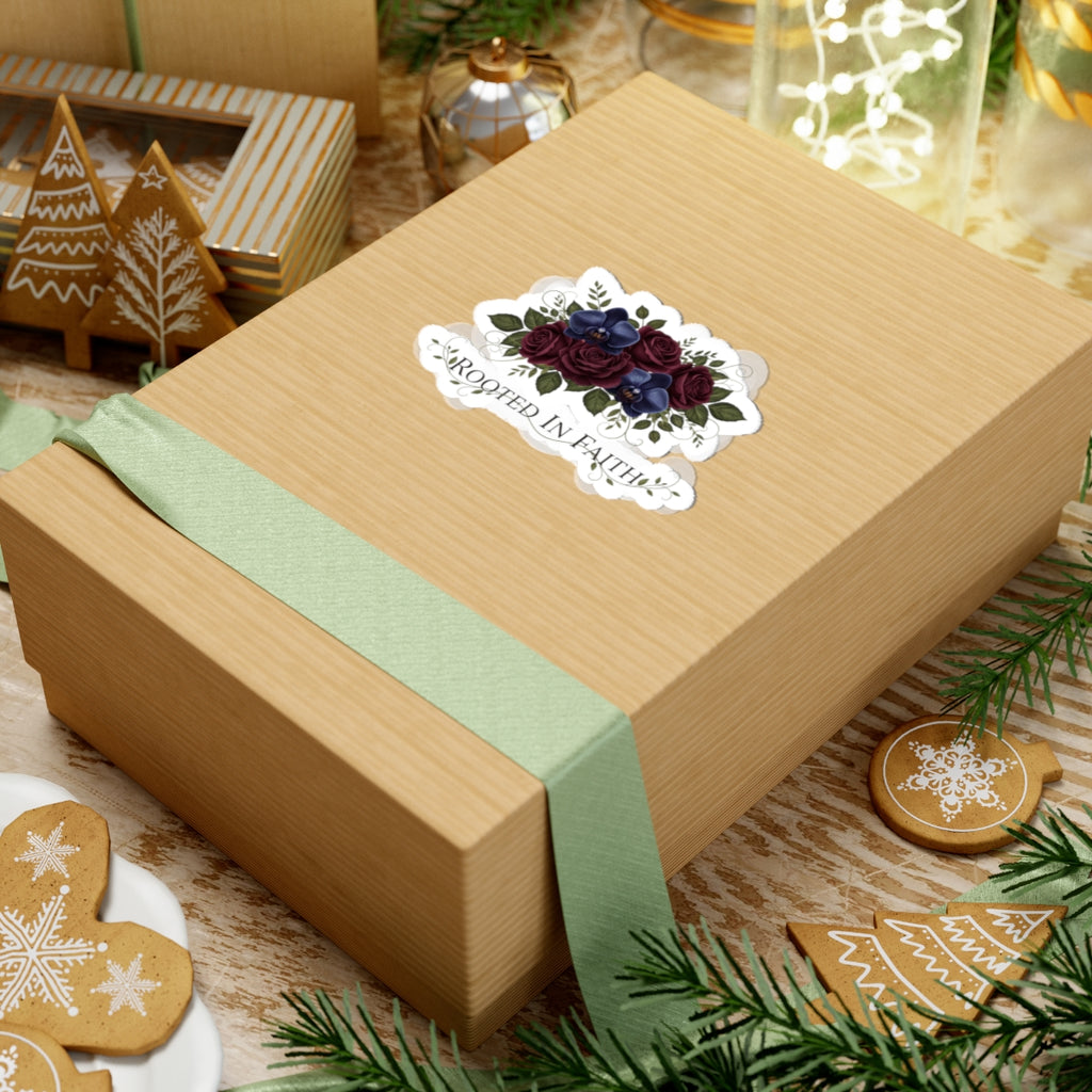 Rooted in Faith Moody Floral Sticker | Gothic Rose Midnight Bloom