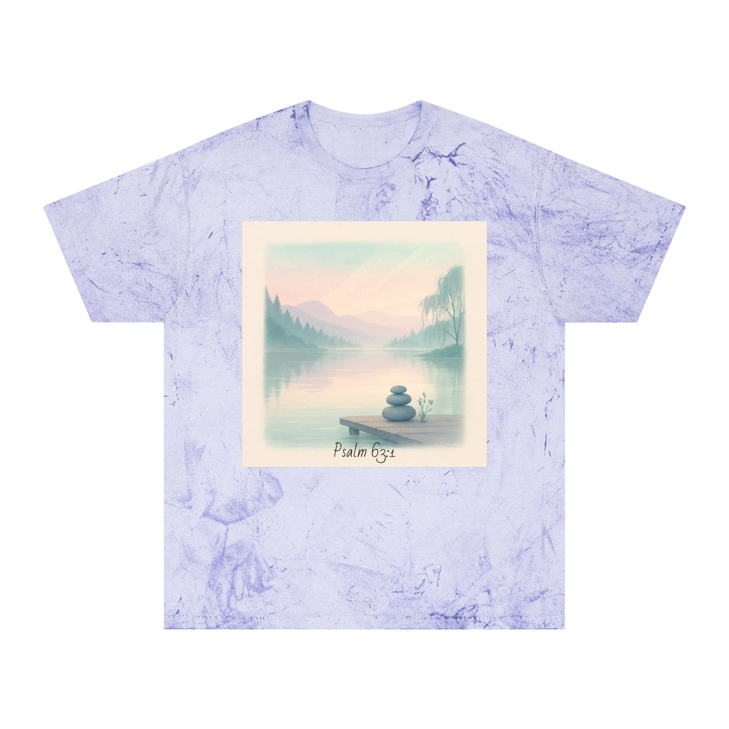 Serene Landscape T-Shirt, Relaxed Fit, Nature Lover Gift, Decorative Tee, Adventure Apparel, Meditation Top