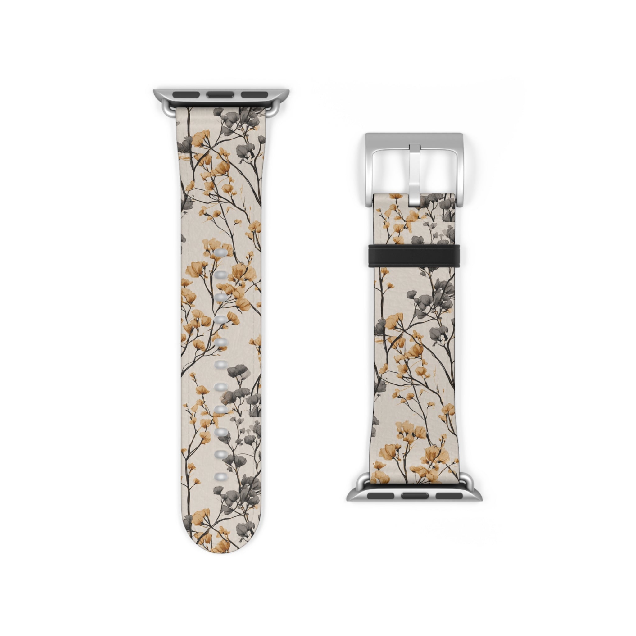 Floral Botanical Watch Band — Beige & Grey Dried Flower Apple Watch Strap
