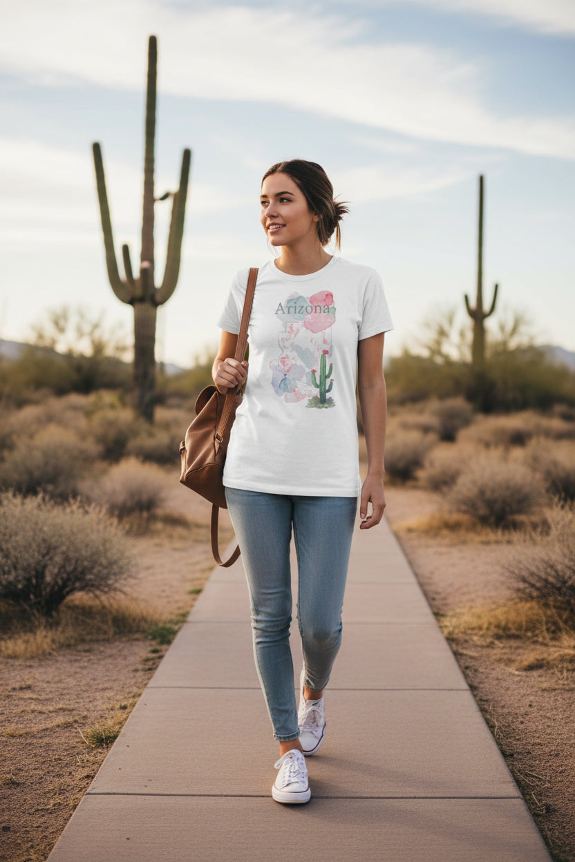 Arizona T-Shirt for Women | Desert Cactus Graphic Tee | Soft Cotton Shirt